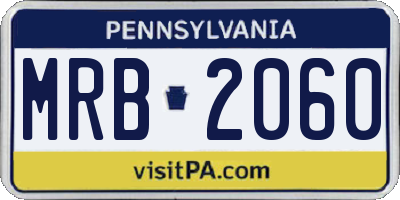 PA license plate MRB2060