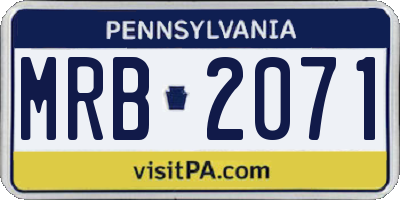 PA license plate MRB2071