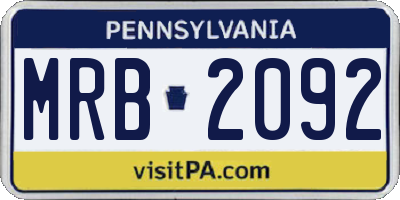 PA license plate MRB2092