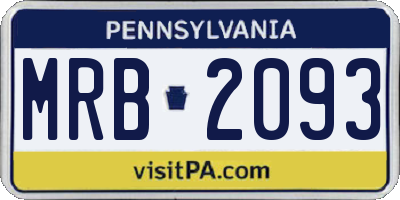 PA license plate MRB2093