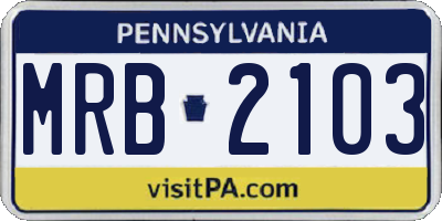 PA license plate MRB2103