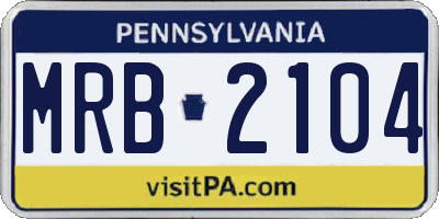 PA license plate MRB2104