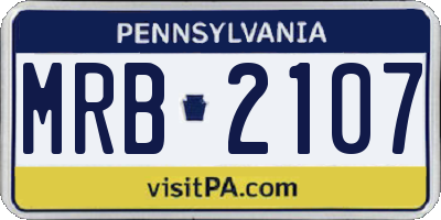 PA license plate MRB2107