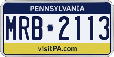 PA license plate MRB2113