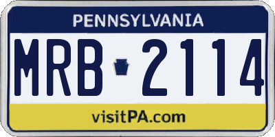 PA license plate MRB2114