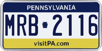 PA license plate MRB2116
