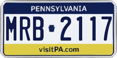 PA license plate MRB2117