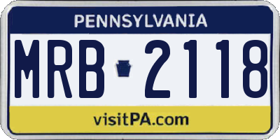 PA license plate MRB2118