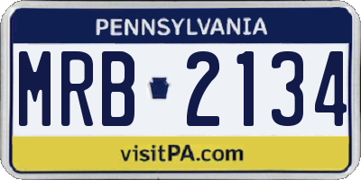 PA license plate MRB2134