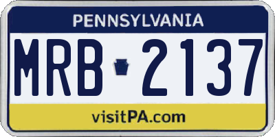 PA license plate MRB2137