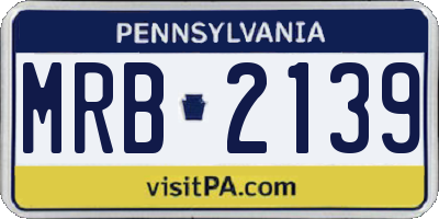 PA license plate MRB2139