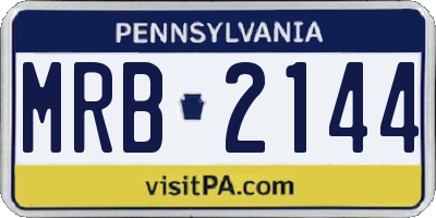PA license plate MRB2144