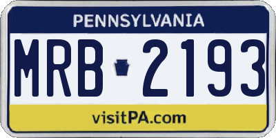 PA license plate MRB2193