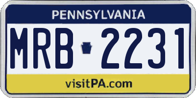 PA license plate MRB2231