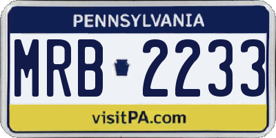 PA license plate MRB2233