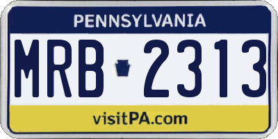 PA license plate MRB2313