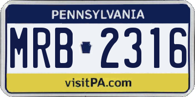PA license plate MRB2316
