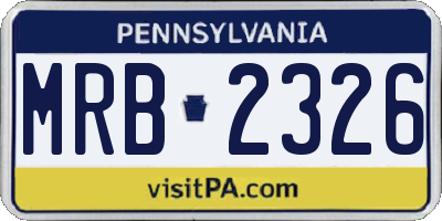PA license plate MRB2326