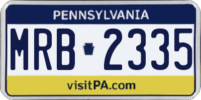 PA license plate MRB2335