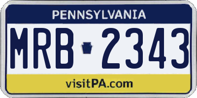PA license plate MRB2343