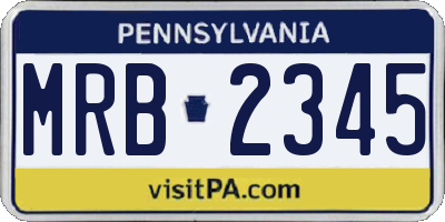 PA license plate MRB2345