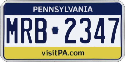 PA license plate MRB2347