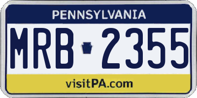 PA license plate MRB2355