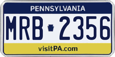 PA license plate MRB2356
