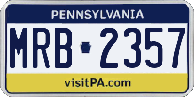 PA license plate MRB2357