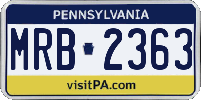 PA license plate MRB2363