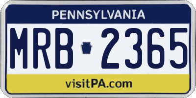 PA license plate MRB2365
