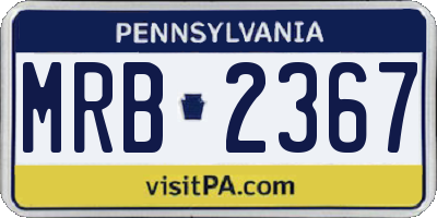 PA license plate MRB2367