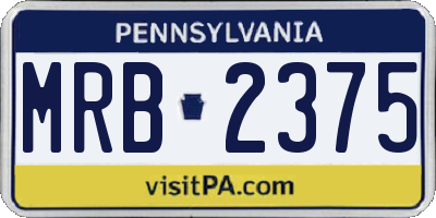 PA license plate MRB2375