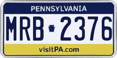 PA license plate MRB2376