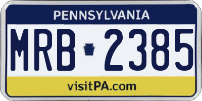 PA license plate MRB2385
