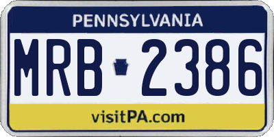 PA license plate MRB2386