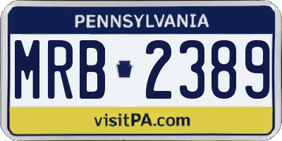 PA license plate MRB2389