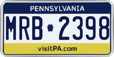 PA license plate MRB2398