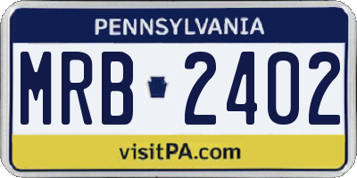 PA license plate MRB2402