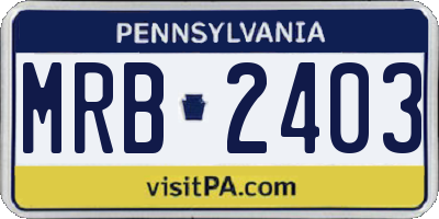 PA license plate MRB2403