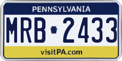 PA license plate MRB2433