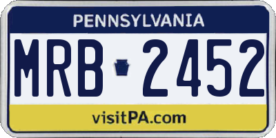 PA license plate MRB2452