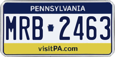PA license plate MRB2463