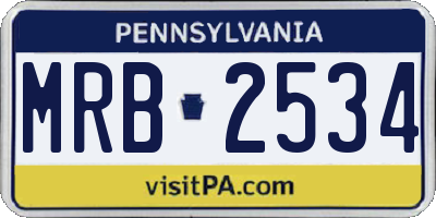 PA license plate MRB2534