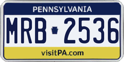 PA license plate MRB2536