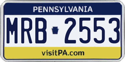 PA license plate MRB2553