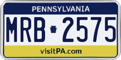 PA license plate MRB2575