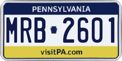PA license plate MRB2601