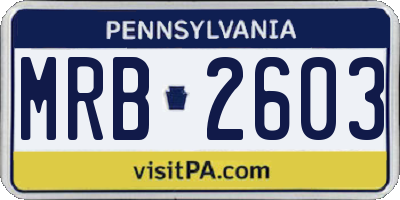 PA license plate MRB2603