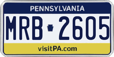 PA license plate MRB2605